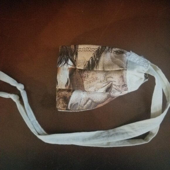 Adult Face Masks - Wild Horses on Brown - Filter Pocket - Roomy - Breathable - Picture 5 of 7